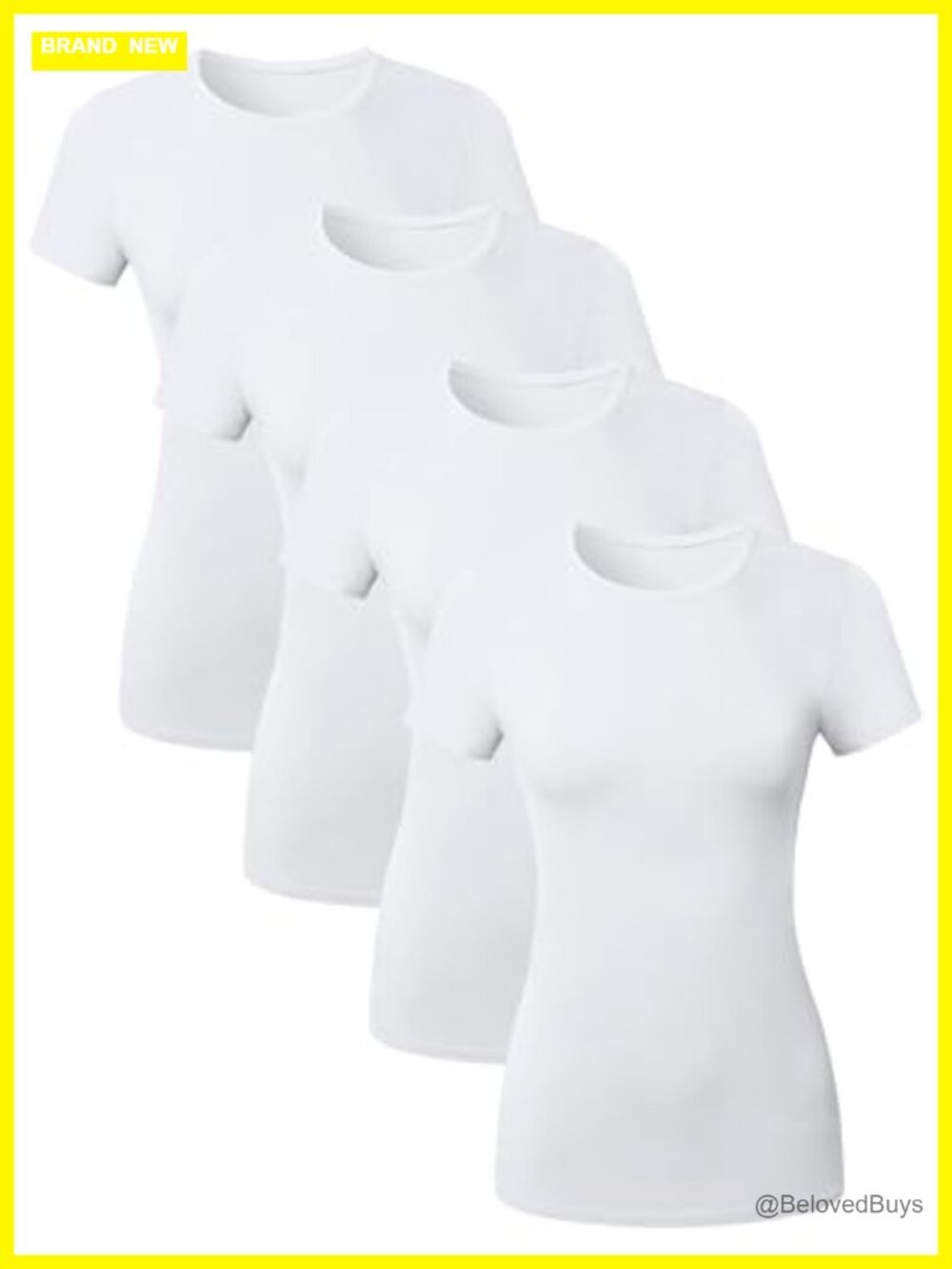 Women's Cotton Blend Crew Neck Fitted T-Shirt Short Sleeve Tee